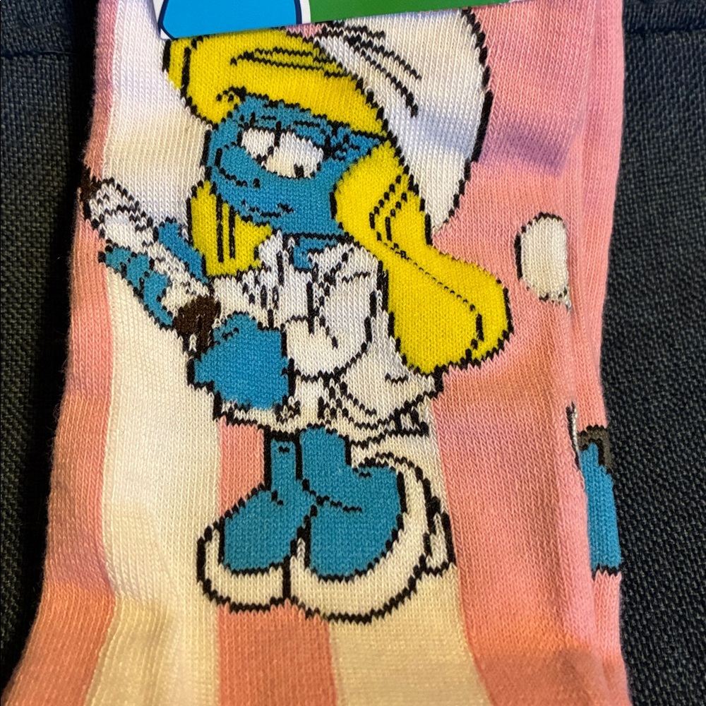 3/$18 The Smurfs Pink and White Novelty Socks One Size Fits Most (Women’s 7-12)